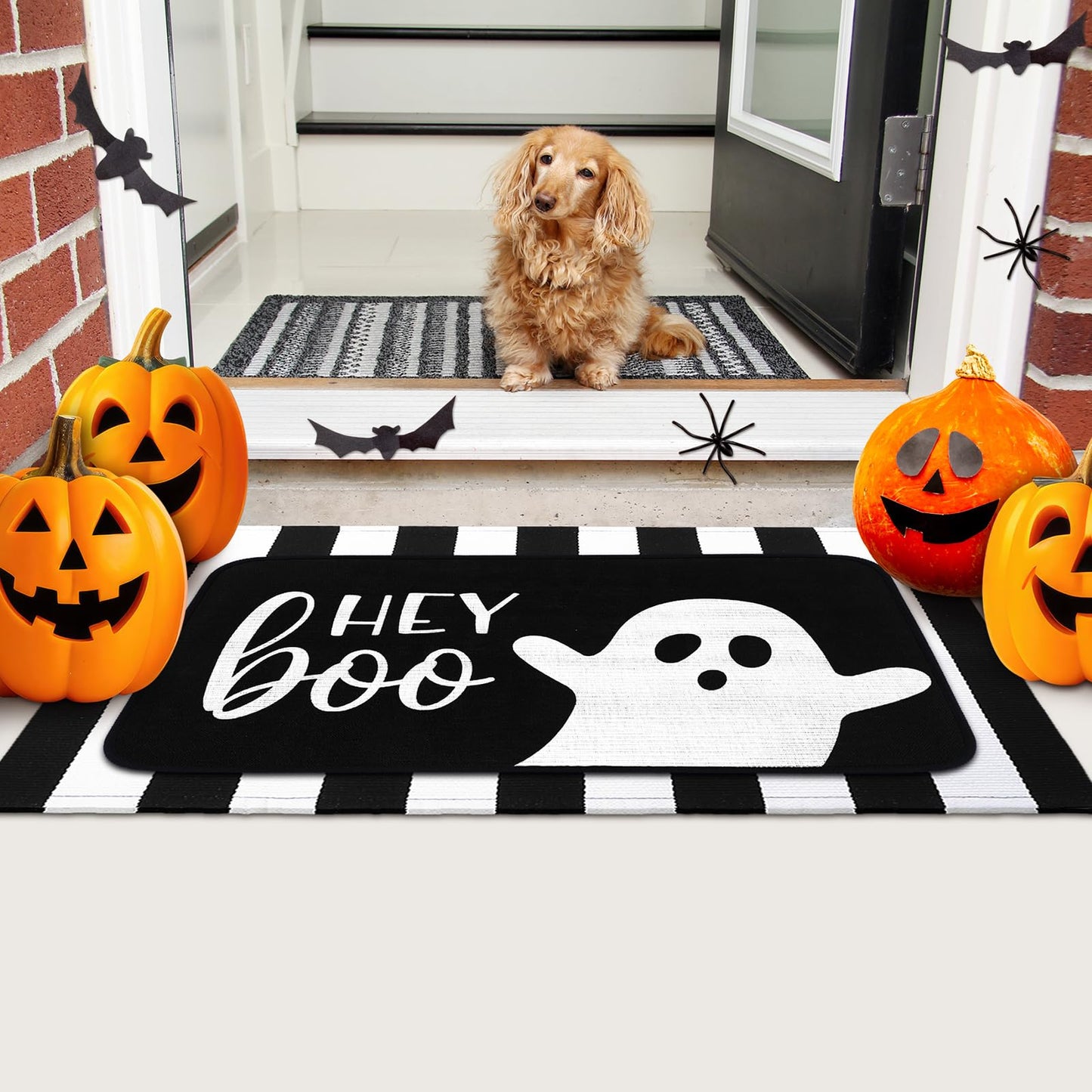Tinideya 2 Pcs Halloween Door Mats Outdoor Layered Ghost Front Door Mat