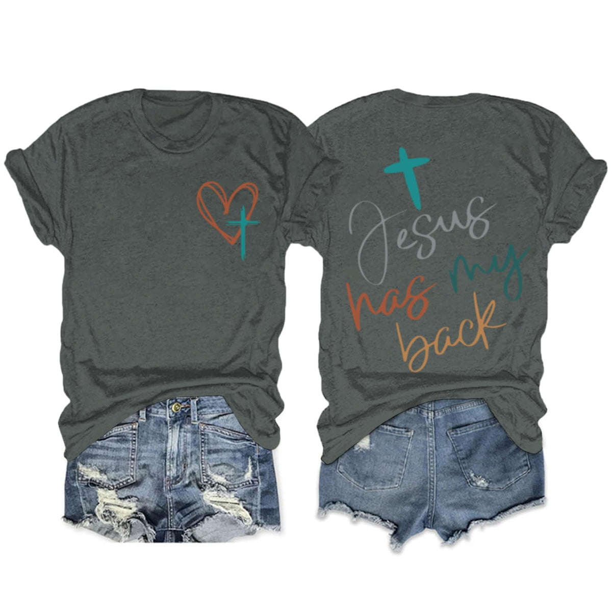 Tuislay Christian Shirts for Women Jesus Has My Back