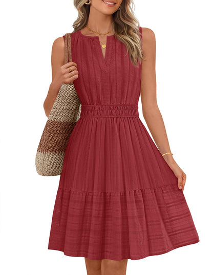 MEROKEETY Womens Summer Casual Beach Vacation Sleeveless Mini Sundress