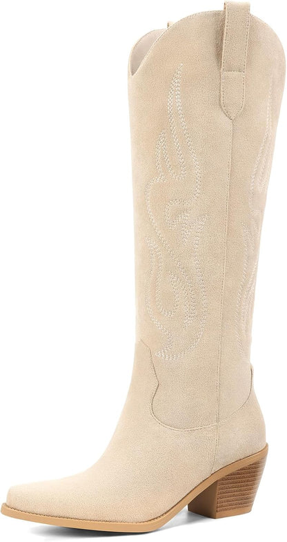 Western Knee High Wide Calf Cowgirl Boots