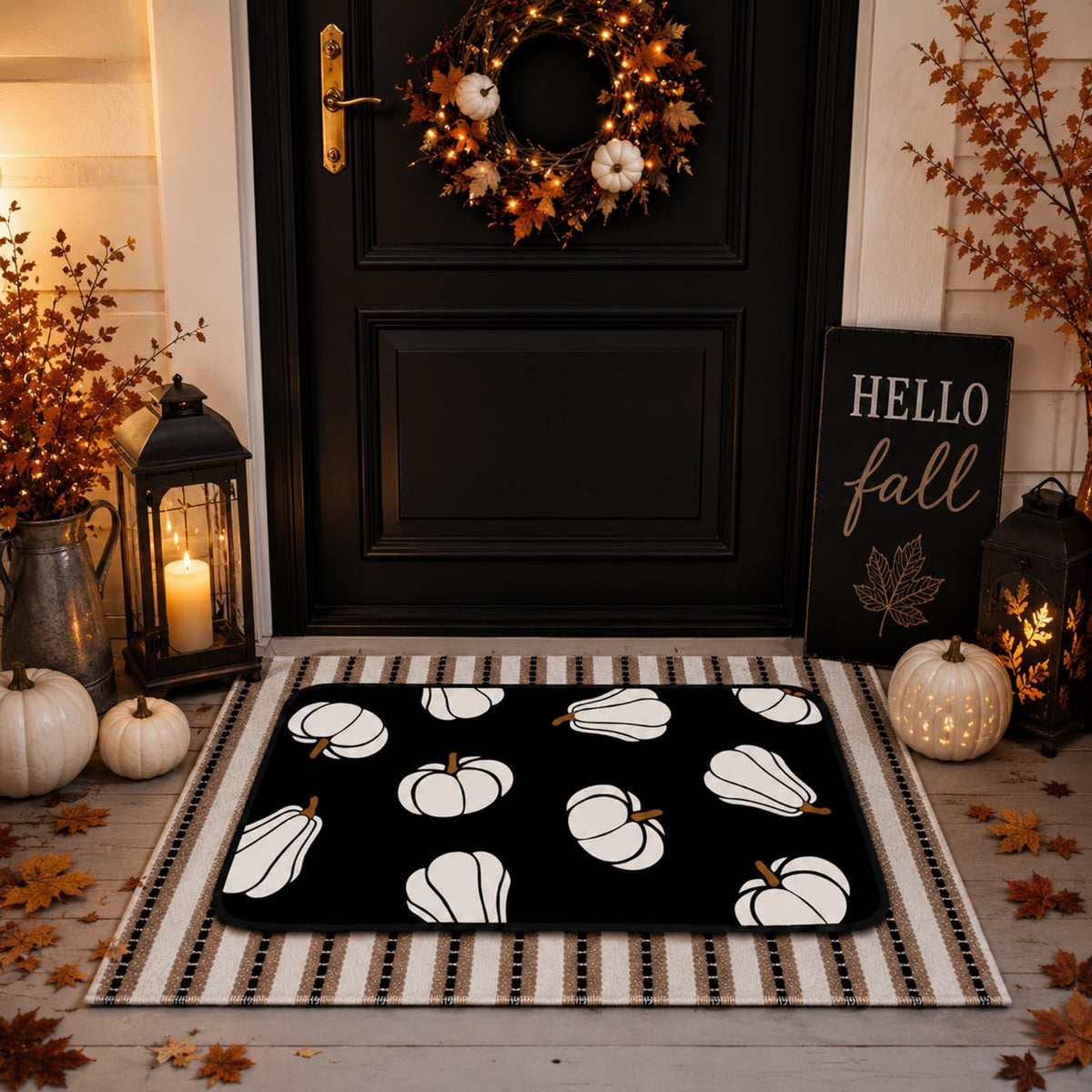 Tinideya 2 Pcs Halloween Door Mats Outdoor Layered Ghost Front Door Mat