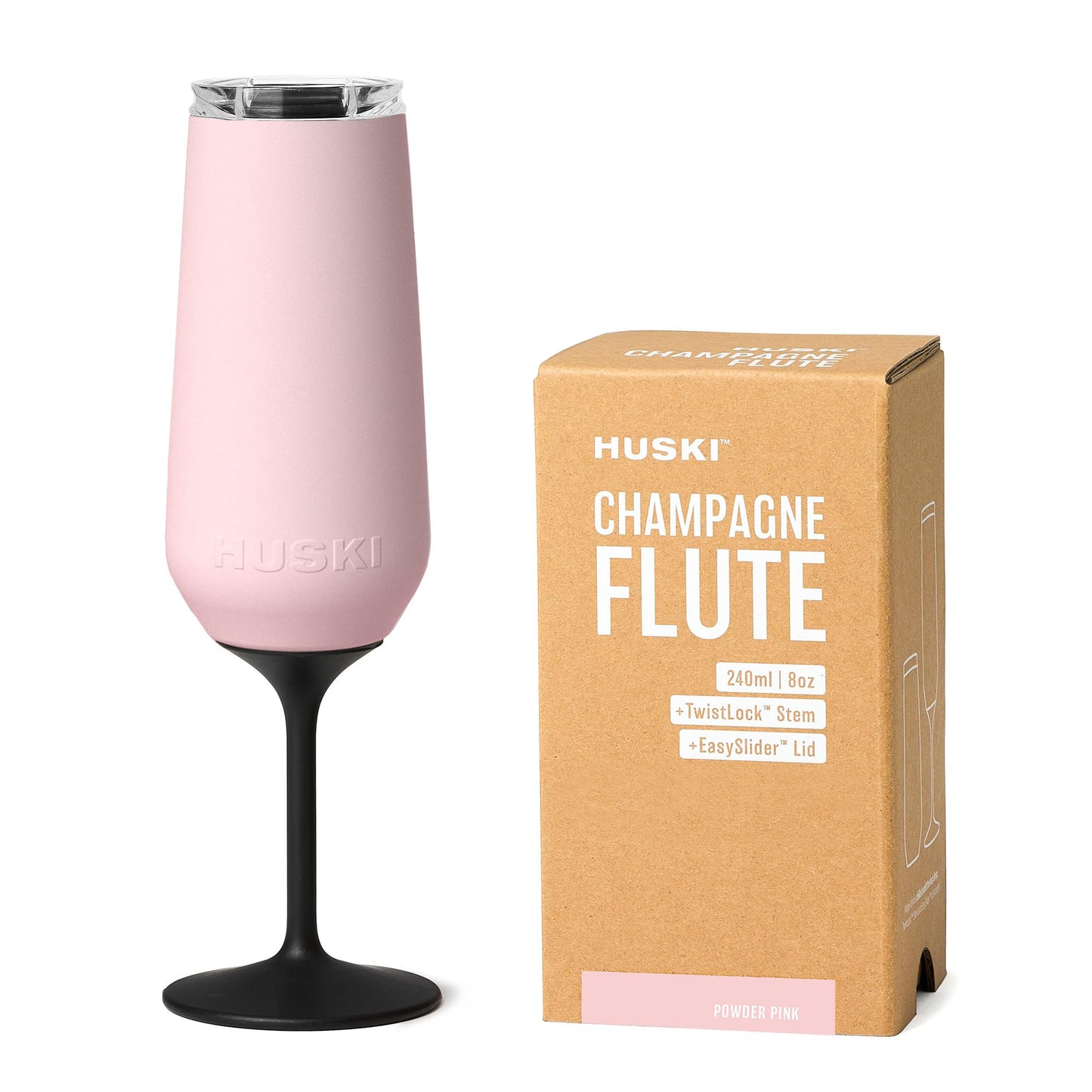 Huski Champagne Flute | NEW | Award-winning Design with Detachable Stem | Premium Stainless Steel Champagne Glass with Lid | Triple Insulated Tumbler | 8oz Capacity | Great Gift (Champagne)