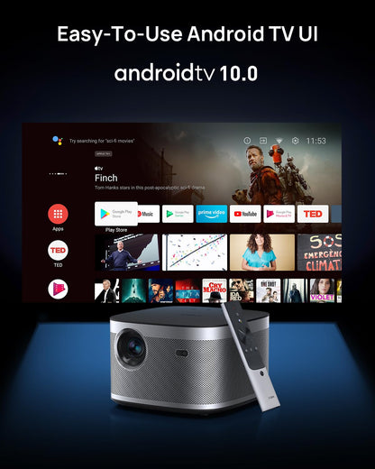 XGIMI Elfin Flip Plus Portable Projector, Google TV with Licensed Netflix, 500 ISO Lumens, 1080P Resolution Home Projector, Build-in Adjustable Stand, Lightweight and Compact Design, Screen Adaption