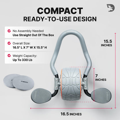 DMoose Fitness Ab Roller Wheel with Elbow Support & 2 Knee Pads - Abdominal Exercise Trainer for Core Strength Training - Ultimate Abs Workout Equipment for Home and Gym - Ab Machine for Men & Women