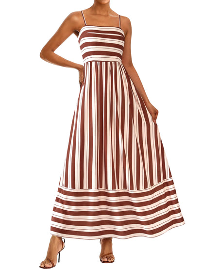 PRETTYGARDEN Women’s Boho Floral Striped Summer Maxi Dress
