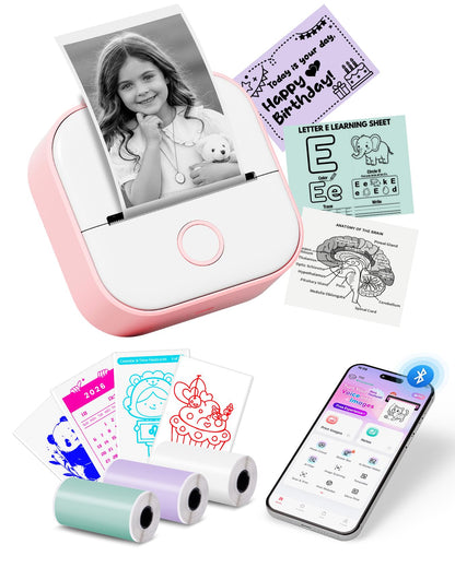 Memoking Mini Printer - Sticker Printer T02 Inkless Sticker Maker Machine