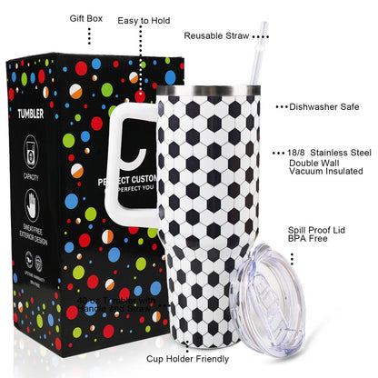 Baseball Mom 40 oz Tumbler with Handle and Straw Lid Leak Proof