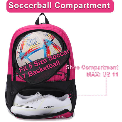 Hsmihair Soccer Bag,Youth Soccer Backpack with Ball and Cleat Compartment