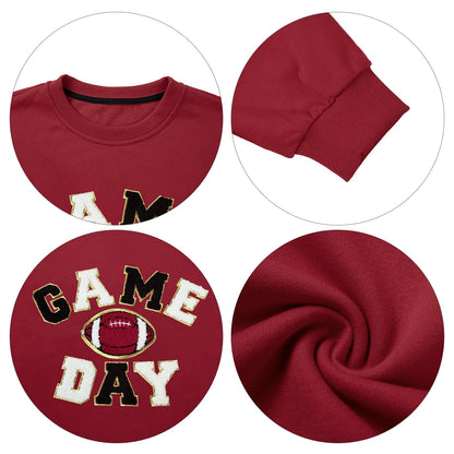 FLOYU Women Sunday Funday Sweatshirt Cute Football Graphic Pullover Game Day Weekend Tops Casual Football Season Shirt