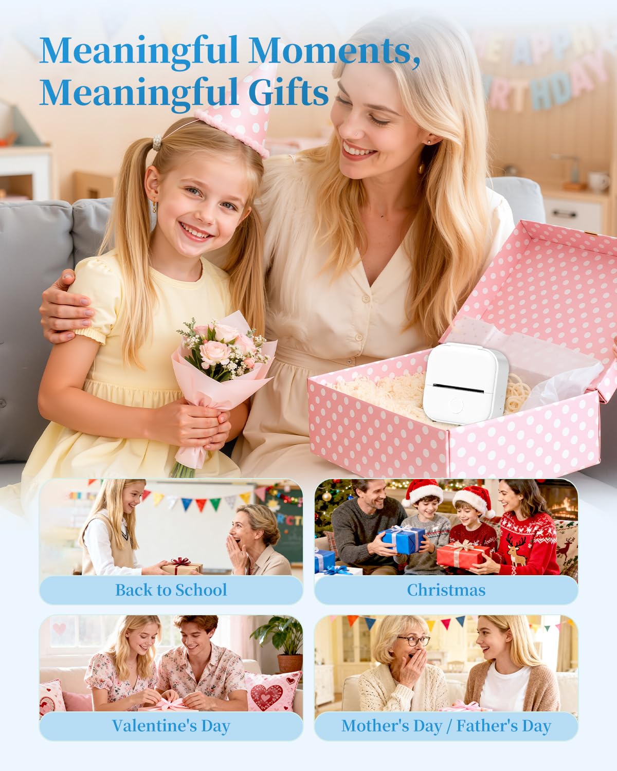 Memoking Mini Printer - Sticker Printer T02 Inkless Sticker Maker Machine