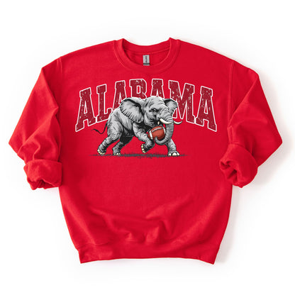 Alabama Elephant Football Sweatshirt – Vintage Sport Grey Crewneck Pullover – Retro Game Day Apparel for Men & Women