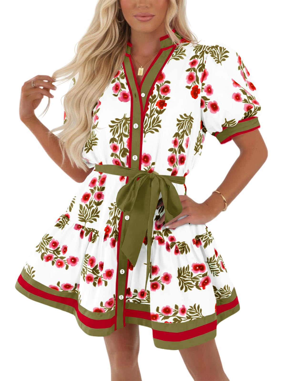 Wenrine Womens Summer Floral Mini Dress