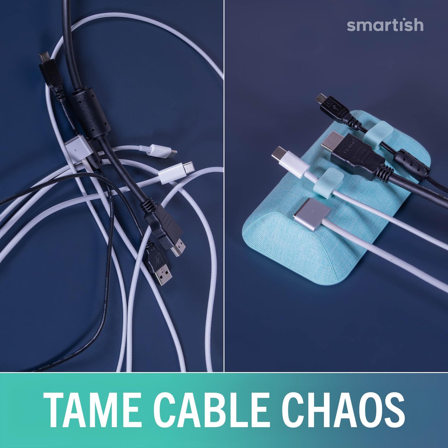 Smartish® Magnetic Cord Holder - Bigger Cable Wrangler Organizer with Magnet Clips for Charger Management on Desktop, Nightstand - Holds 6+ Cables - I'm Blushing