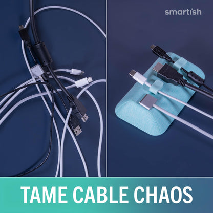 Smartish® Magnetic Cord Holder - Bigger Cable Wrangler Organizer with Magnet Clips for Charger Management on Desktop, Nightstand - Holds 6+ Cables - I'm Blushing