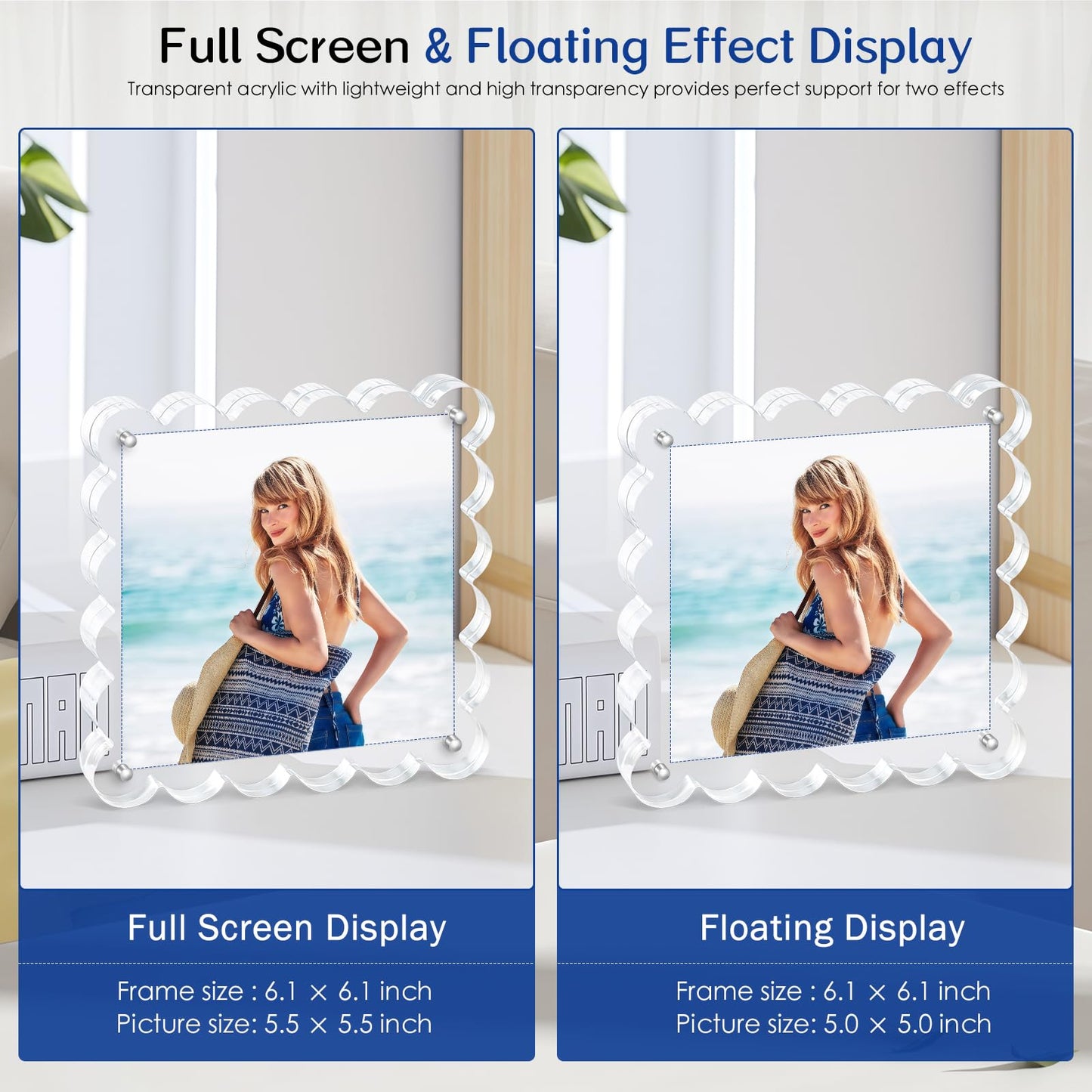 Chivalral 3 Pack 4x6 Acrylic Picture Frame, Double-Sided Tabletop Display