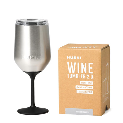 Huski Wine Tumbler 2.0 | NEW | Award-winning Design with Detachable Stem | Premium Stainless Steel Wine Glass with Lid | Triple Insulated Tumbler | 12oz Capacity | Great Gift (White)