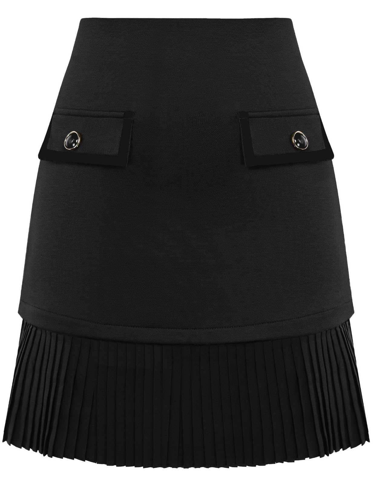Kate Kasin Women's Plaid Mini Skirt, High Waist Pleated A-Line Skirts