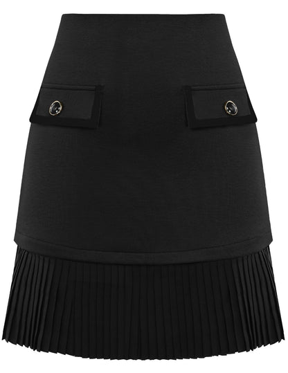 Kate Kasin Women's Plaid Mini Skirt, High Waist Pleated A-Line Skirts