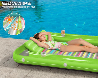 Inflatable Tanning Pool Lounger Float - Jasonwell 4 in 1 Sun Tan Tub Sunbathing Pool Lounge Raft Floatie Toys Water Filled Tanning Bed Mat Pad for Adult Blow Up Kiddie Pool Kids Ball Pit Pool (L)