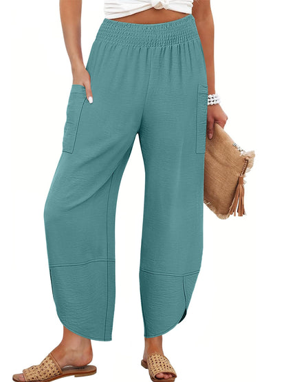 ANRABESS Womens Wide Leg Palazzo Capri Pants 2026 Summer Casual High Waisted Barrel Lounge Flowy Cropped Beach Work Trousers