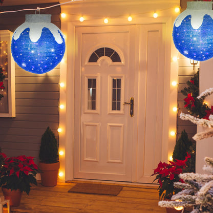 2 Pcs Outdoor Christmas Ornaments, Lighted Pop-Up Holiday Ball Decoration with 160 LED Lights, 8 Light Functions, Lighted Collapsible Christmas Outdoor Decorations for Yard, Patio, Home