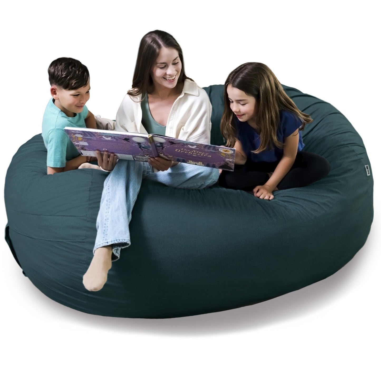 Big Joe Fuf 7Ft Giant Foam Bean Bag Chair, Oversized Couch with Removable Cover for Kids, Teens, Adults, Fog Lenox, Durable Woven Polyester, 7 Foot