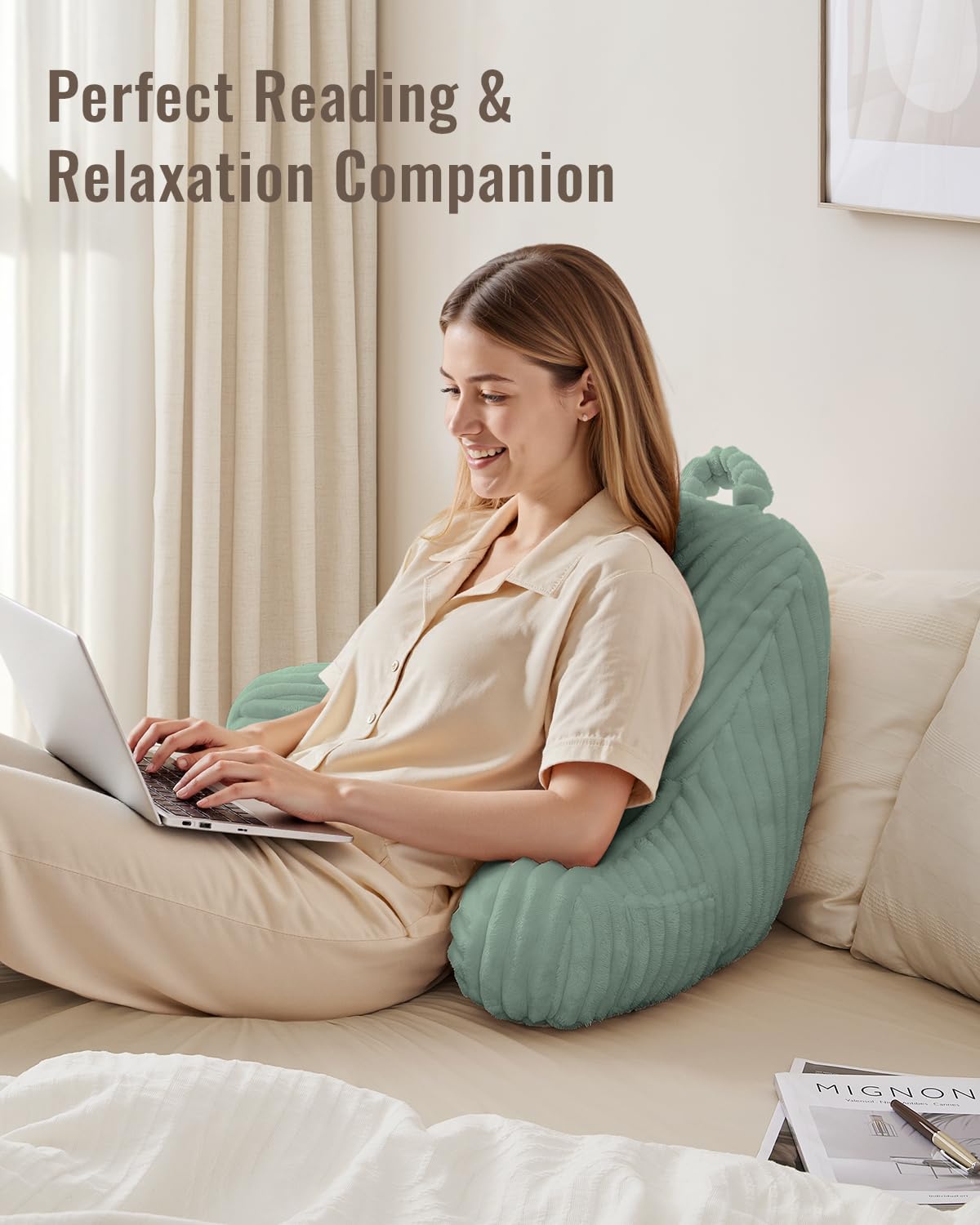 Blissful Diary Reading Pillow, Backrest Pillow with Shredded Memory Foam