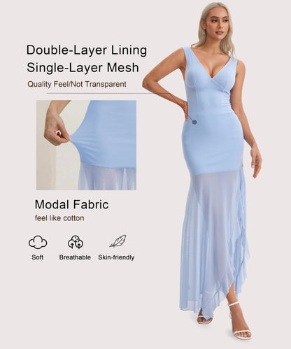 Summer V Neck Mesh Bodycon Maxi