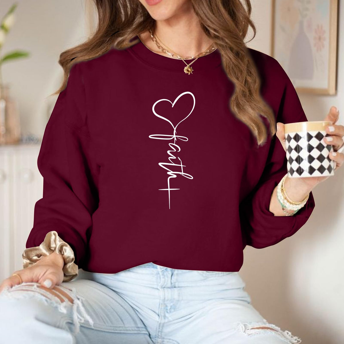 KIEKIECOO Faith Christian Sweatshirts