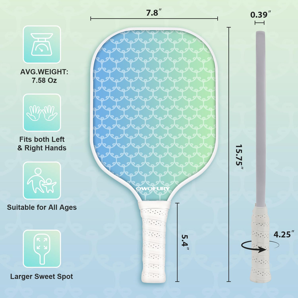 Pickleball Paddles Set of 2 Lightweight Honeycomb Core Pink