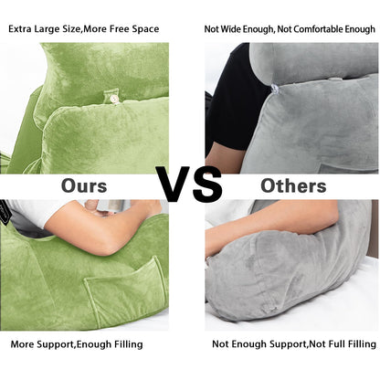 Reading Pillow-Extra Large 31" Bed Rest Pillow with Detachable Neck Roll & Arms for Sitting in Bed or Couch-Backrest Reading Pillow Adult Back Pillows for Reading,Watching TV,Gaming,Relaxing-Black