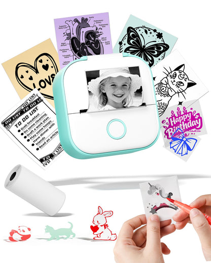 Memoking Mini Printer - Sticker Printer T02 Inkless Sticker Maker Machine