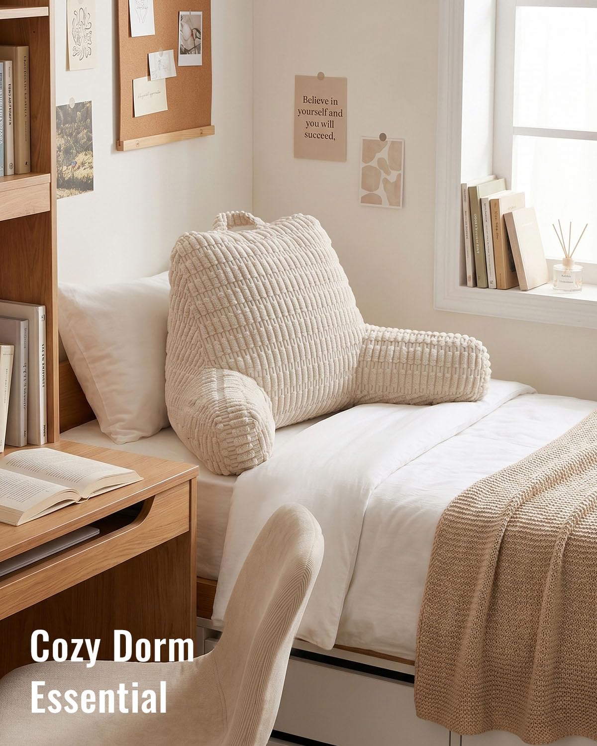 Blissful Diary Reading Pillow, Backrest Pillow with Shredded Memory Foam