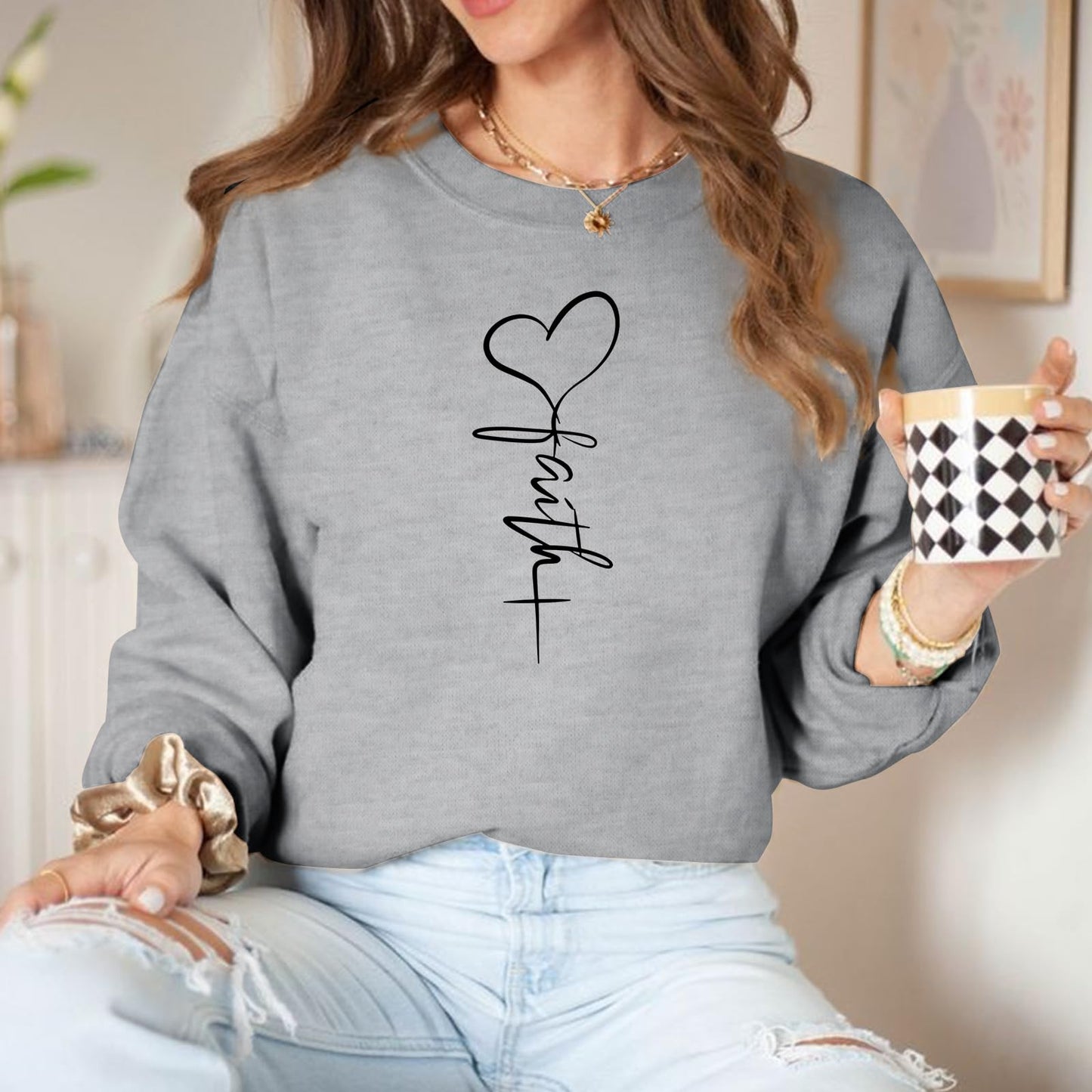 KIEKIECOO Faith Christian Sweatshirts