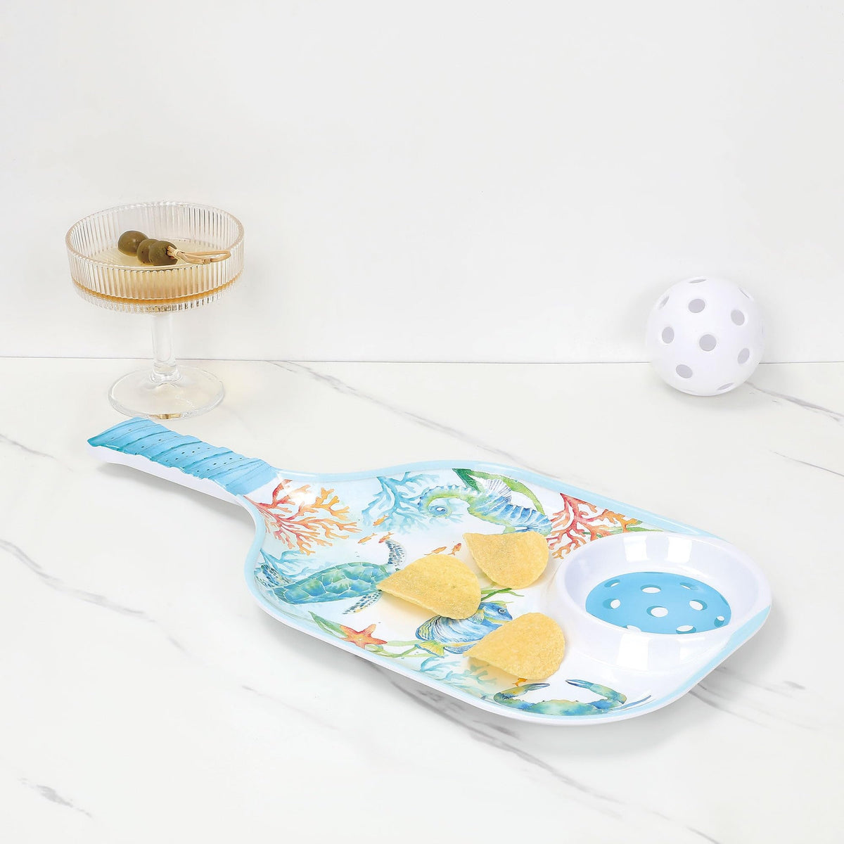 UPware Lovely Lemon Melamine Chip and Dip Snack Tray