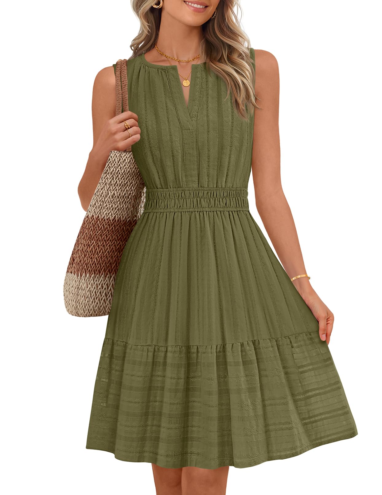 MEROKEETY Womens Summer Casual Beach Vacation Sleeveless Mini Sundress