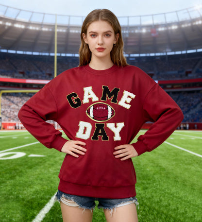 FLOYU Women Sunday Funday Sweatshirt Cute Football Graphic Pullover Game Day Weekend Tops Casual Football Season Shirt