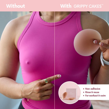 CAKES Body® Grippy Non-Adhesive Silicone Nipple Covers for Women (NO STICKY ADHESIVE) - Reusable, Silicone (Circle)