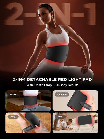 INTEO Red Light Therapy for Body and Face, 2-in-1 Red Light Therapy with Detachable, Infrared Light Therapy Lamp 660nm 850nm for Body at Home with Protective Glasses Elastic Strap, 46.5in Height