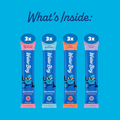 Waterboy - Weekend Recovery, Variety Pack, Sugar Free Electrolytes Powder Drink Mix - 24ct Hydration Packets
