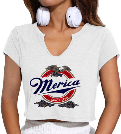 4th of July Crop Tops for Women Funny American Flag Shirts Tank Tops Outfits