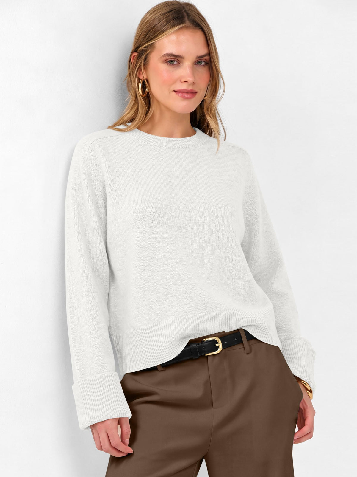 ANRABESS Sweaters for Women Cropped Fall Lightweight Pullover