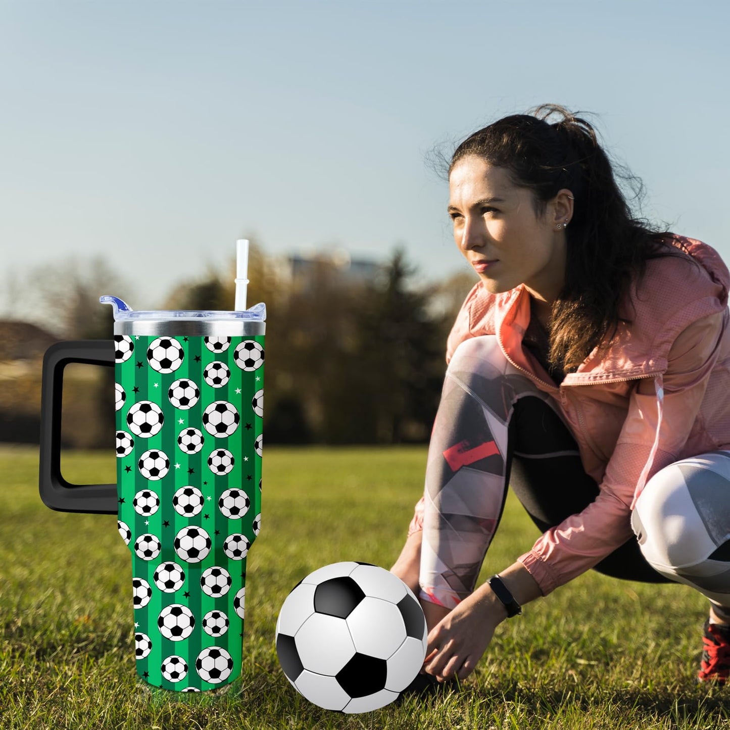 Baseball Mom 40 oz Tumbler with Handle and Straw Lid Leak Proof
