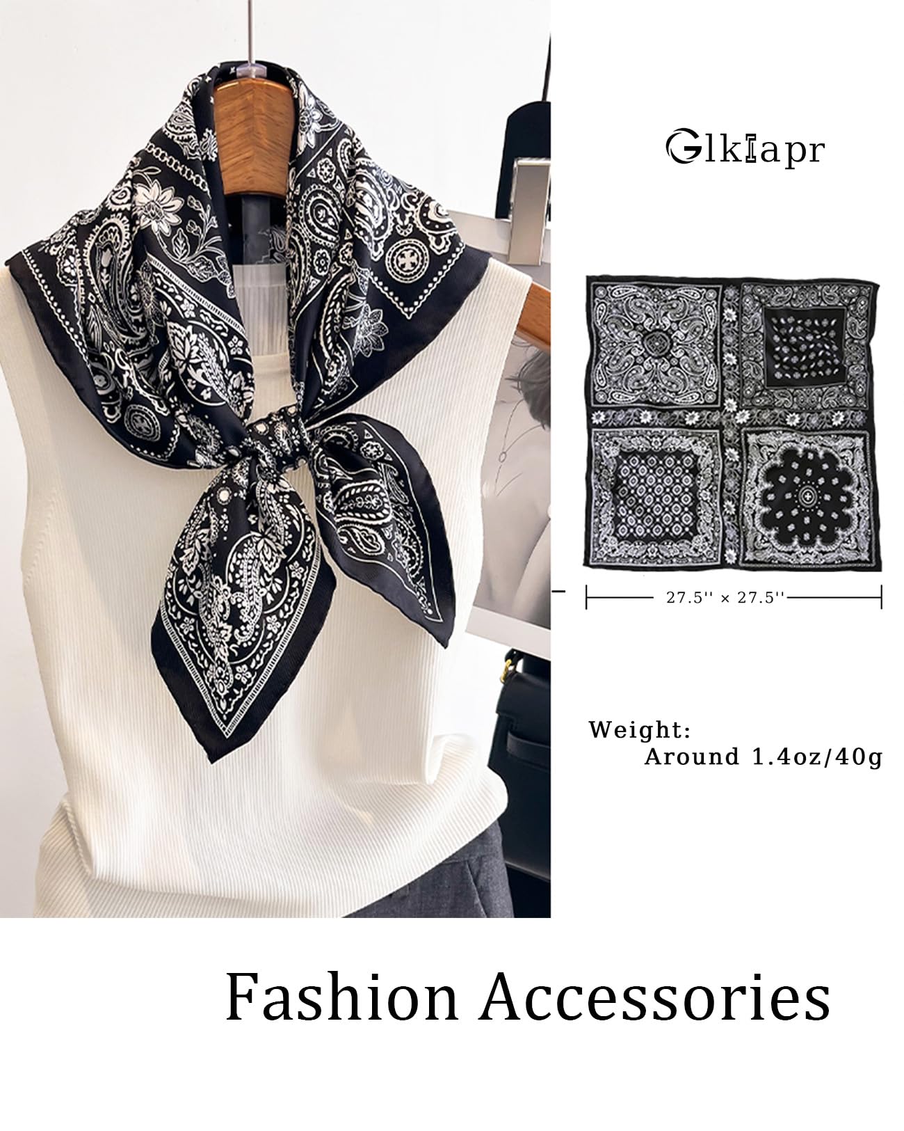 Satin Bandana Headscarf for Women Silky Hair Scarves for Fashion Lightweight