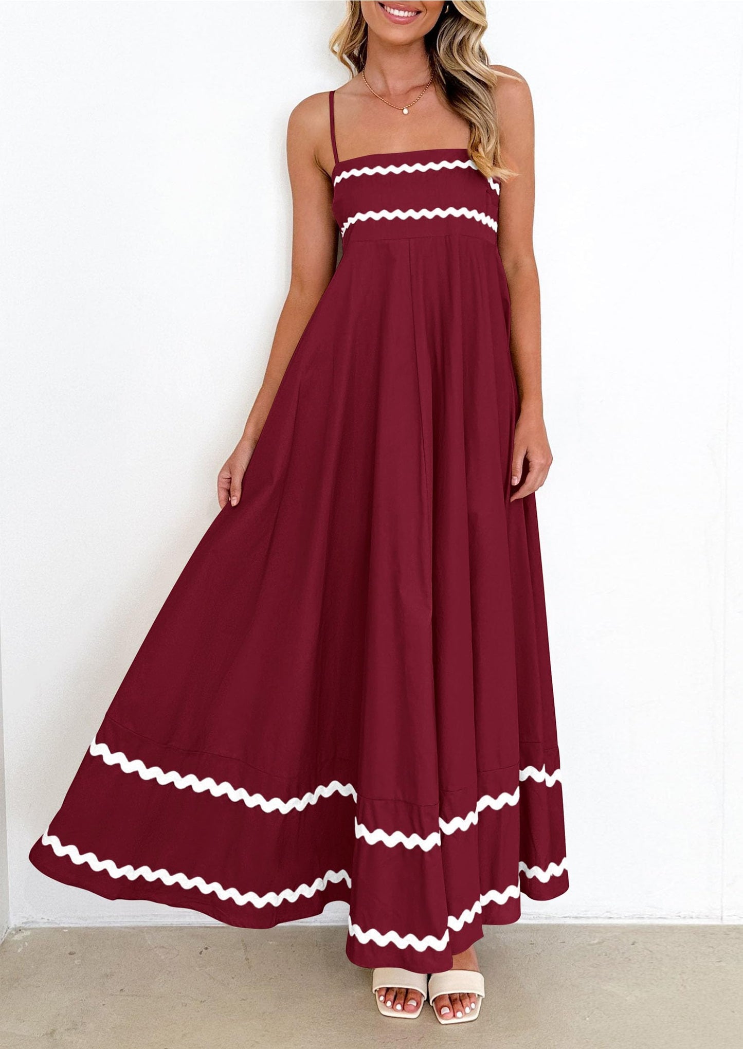 PRETTYGARDEN Women's Summer Spaghetti Strap Boho Maxi Dress