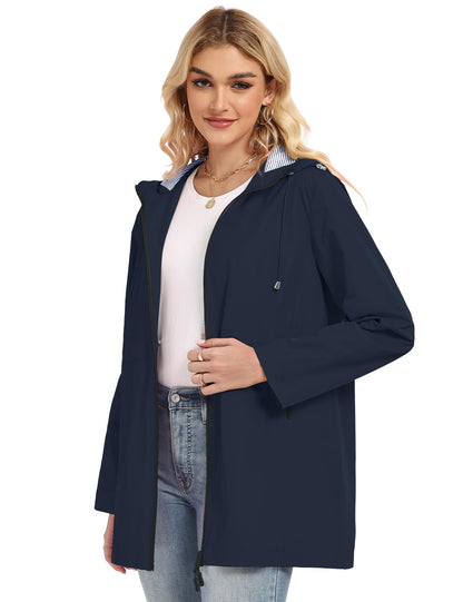 TCOT Rain Jacket Women Lined Raincoats Waterproof Hooded Long Trench Coat