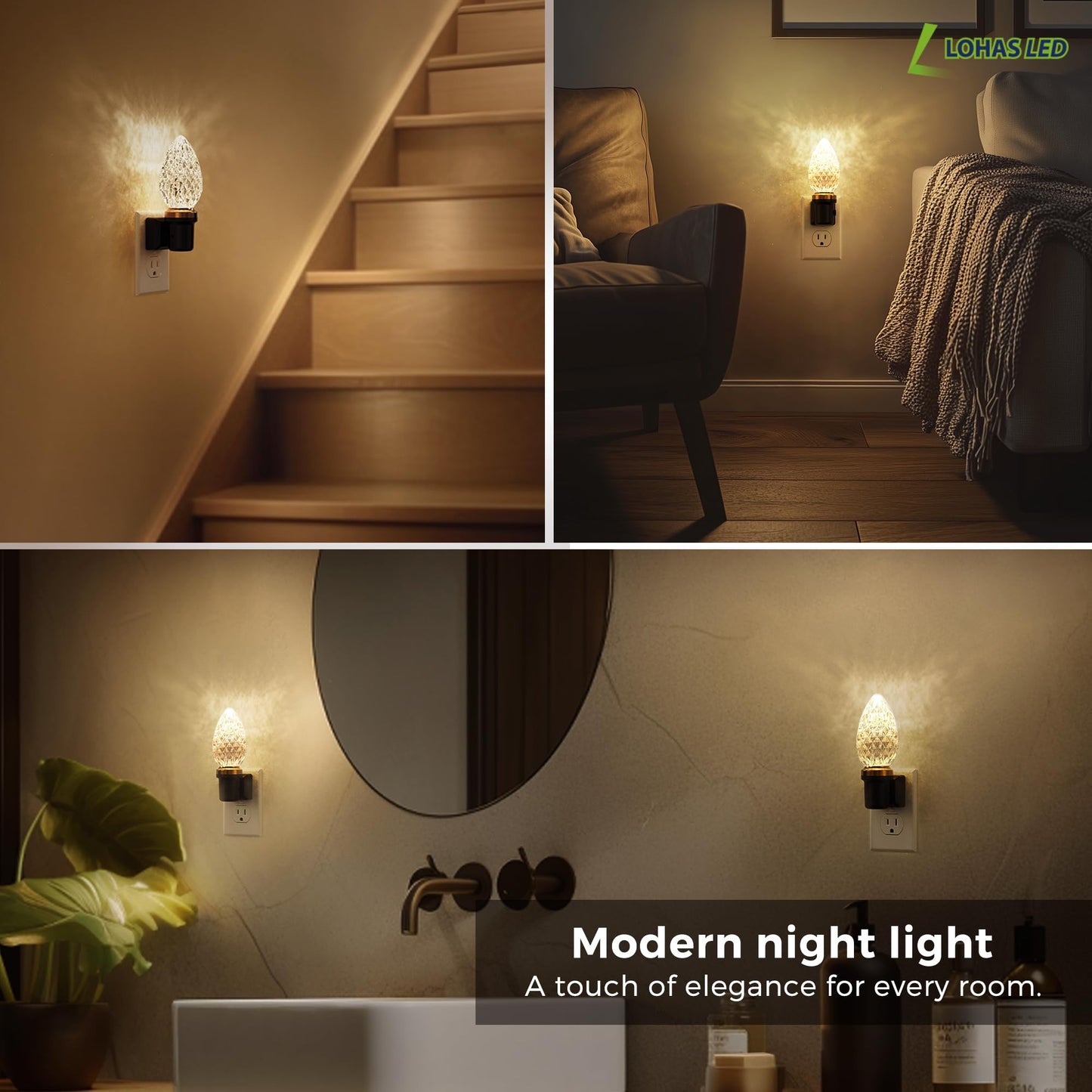 L LOHAS LED Night Light, Modern Night Lights Plug into Wall | 2 Pack