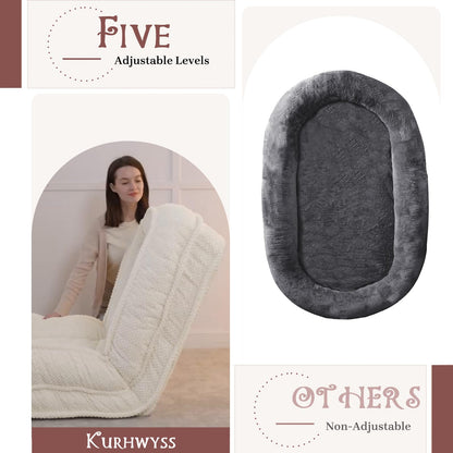 Upholstered Convertible Lounge Chair with 2 Soft Pillows