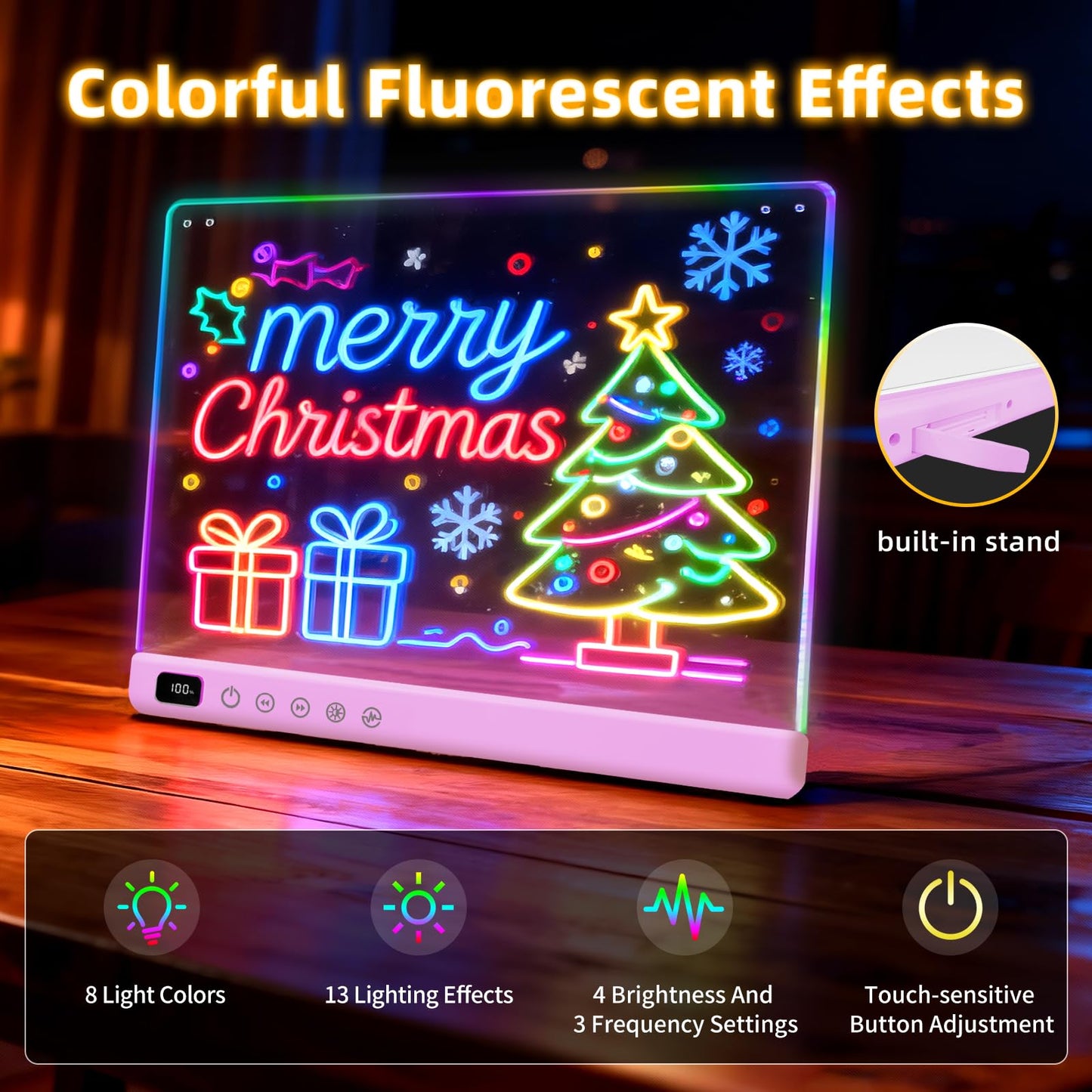 Led Drawing Board with 13 Light Effects, 16" Rechargeable Glow Doodle LED Note Board with Colors, Neon Light Up Drawing Tablet Gifts for Kids for Easter Birthday Christmas Gift Ideas