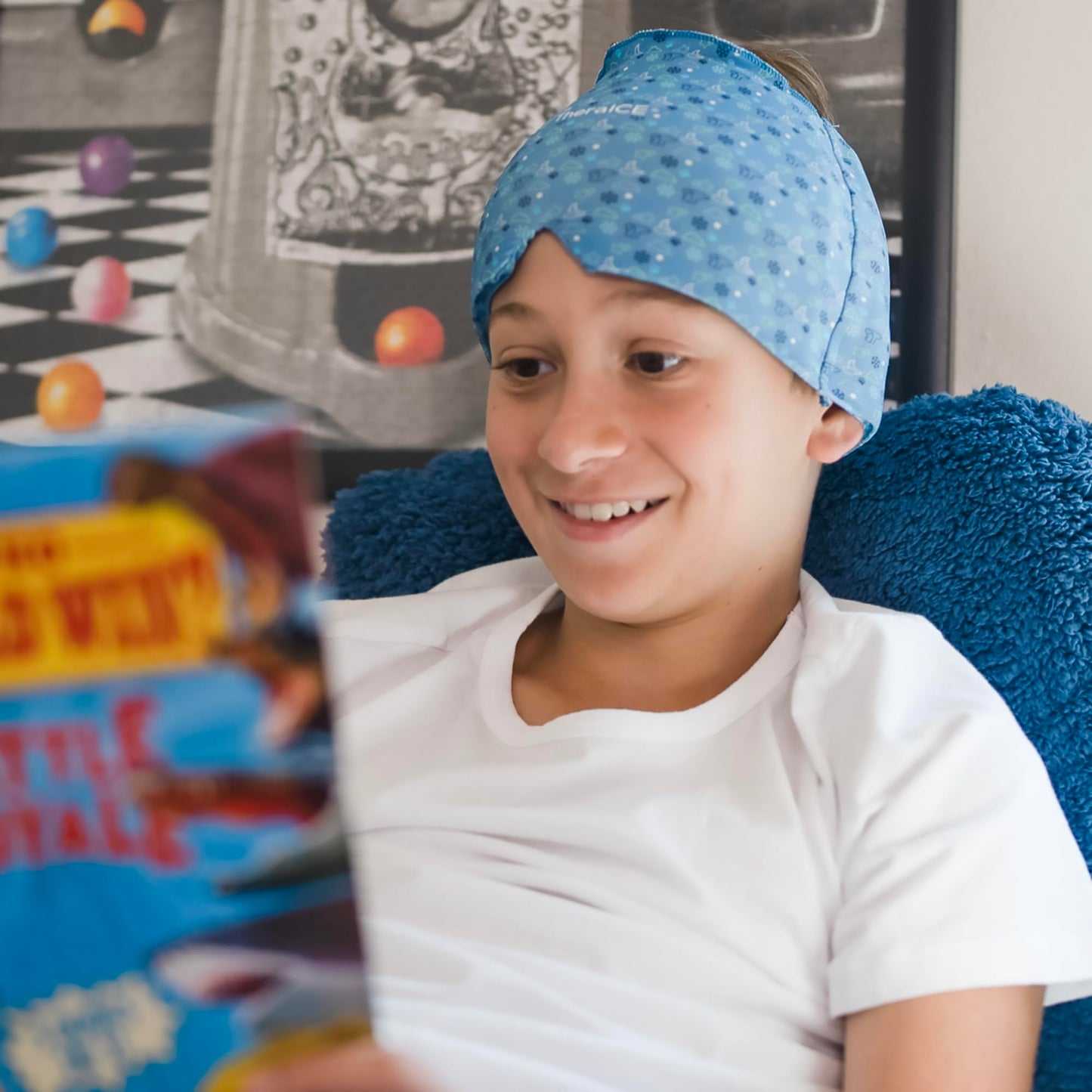 TheraICE Headache Relief Cap, Migraine Ice Pack Mask Products, Women Cooling Gel Hat, Face Cold Compress Head Wrap for Her Stress. Great Birthday Gift for Mom, Sister, Grandma, Girlfriend, & Teacher